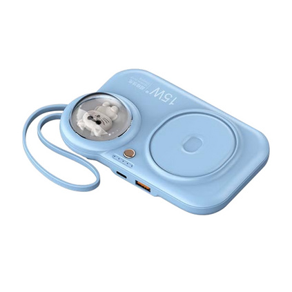 可爱猫萌宠自带线挂绳磁吸无线充电宝 15W快充10000毫安无线充电宝定制