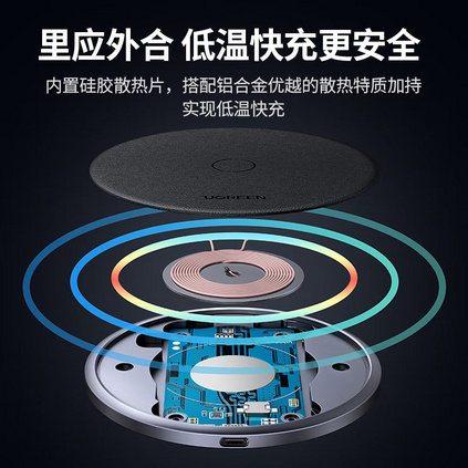 绿联桌面式无线充电器适用iPhone14/13ProMax/11/Xs/XR/SE2/8华为小米18W无线充电器定制
