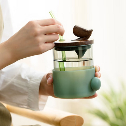 木笙玩物创意吸管杯耐高温玻璃水杯高颜值网红办公室随手杯子情侣马克杯定制