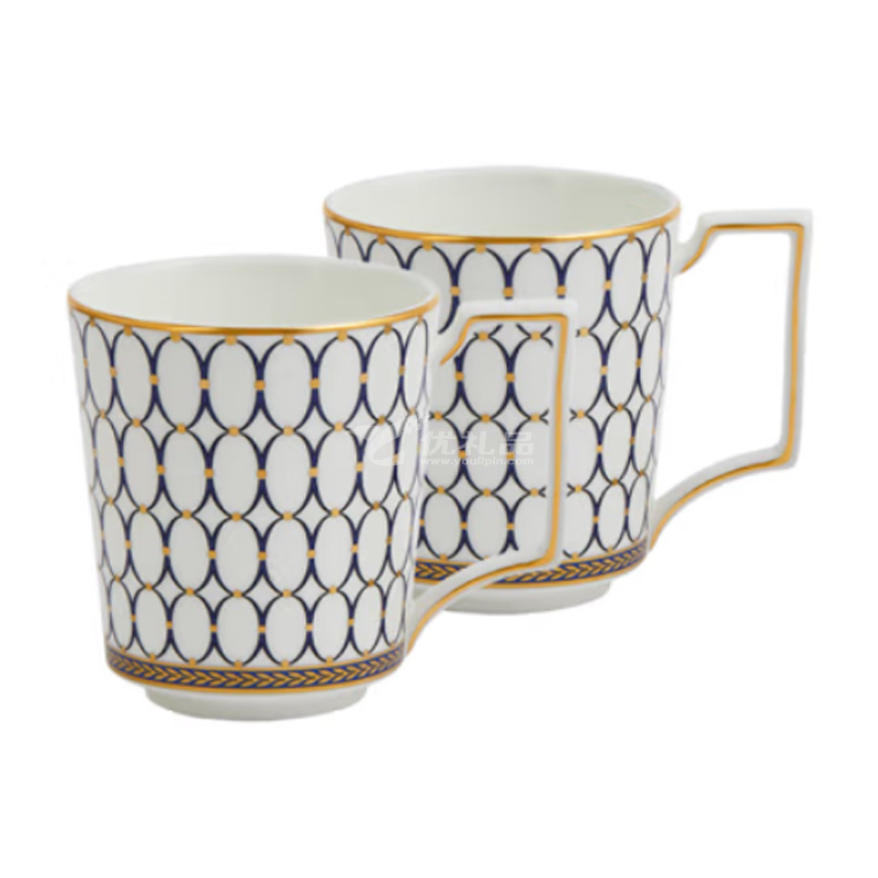 WEDGWOOD威基伍德 金粉年华午夜蓝 马克杯套装 骨瓷马克对杯水杯定制 WEDGWOOD威基伍德 金粉年华午夜蓝 马克杯套装 骨瓷马克对杯水杯定制