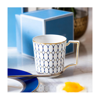 WEDGWOOD威基伍德 金粉年华午夜蓝 马克杯套装 骨瓷马克对杯水杯定制