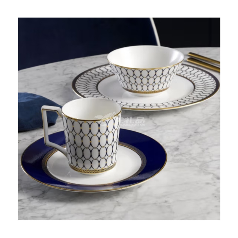 WEDGWOOD威基伍德 金粉年华午夜蓝 马克杯套装 骨瓷马克对杯水杯定制 WEDGWOOD威基伍德 金粉年华午夜蓝 马克杯套装 骨瓷马克对杯水杯定制