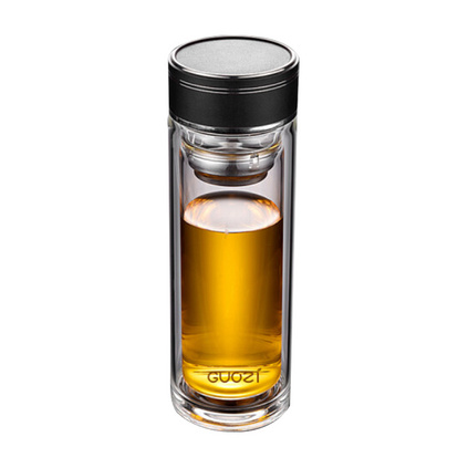 果兹 GZ-S59 星辰商务双层玻璃杯350ml小型办公杯便携茶水分离杯定制