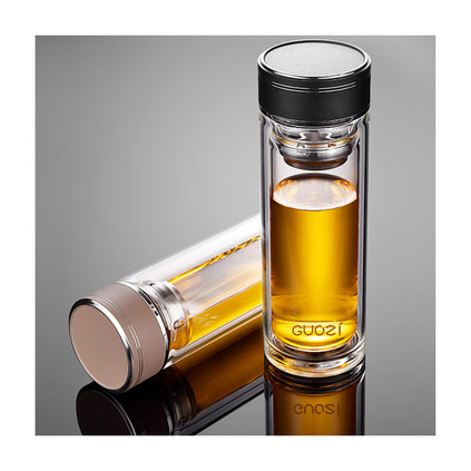 果兹 GZ-S59 星辰商务双层玻璃杯350ml小型办公杯便携茶水分离杯定制