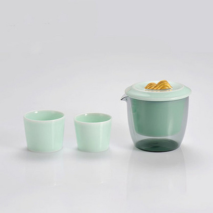 山水一盖碗一公道二杯茶礼套装定制