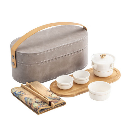 日进斗金快客杯带竹茶盘旅行包便携式泡茶壶茶具套装定制