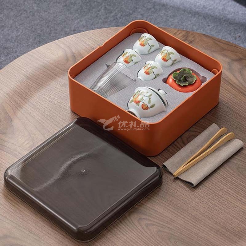 柿事如意春节送礼套组礼盒茶具陶瓷柿子茶叶罐旅行茶具套装 柿事如意春节送礼套组礼盒茶具陶瓷柿子茶叶罐旅行茶具套装