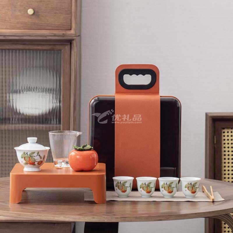 柿事如意春节送礼套组礼盒茶具陶瓷柿子茶叶罐旅行茶具套装 柿事如意春节送礼套组礼盒茶具陶瓷柿子茶叶罐旅行茶具套装