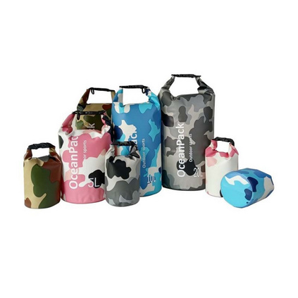 5L迷彩防水袋 旅游漂流游泳沙滩包干湿分离收纳PVC桶包定制