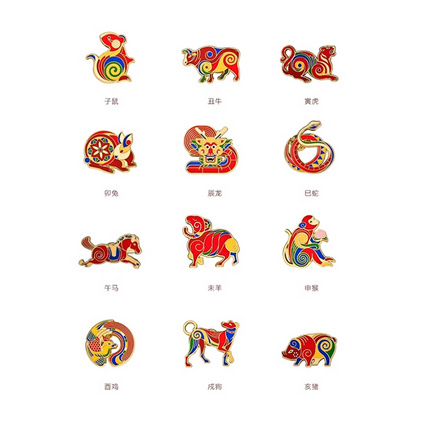 故宫文化十二枚生肖徽章礼盒金属胸针龙年纪念品创意礼物收藏徽章定制