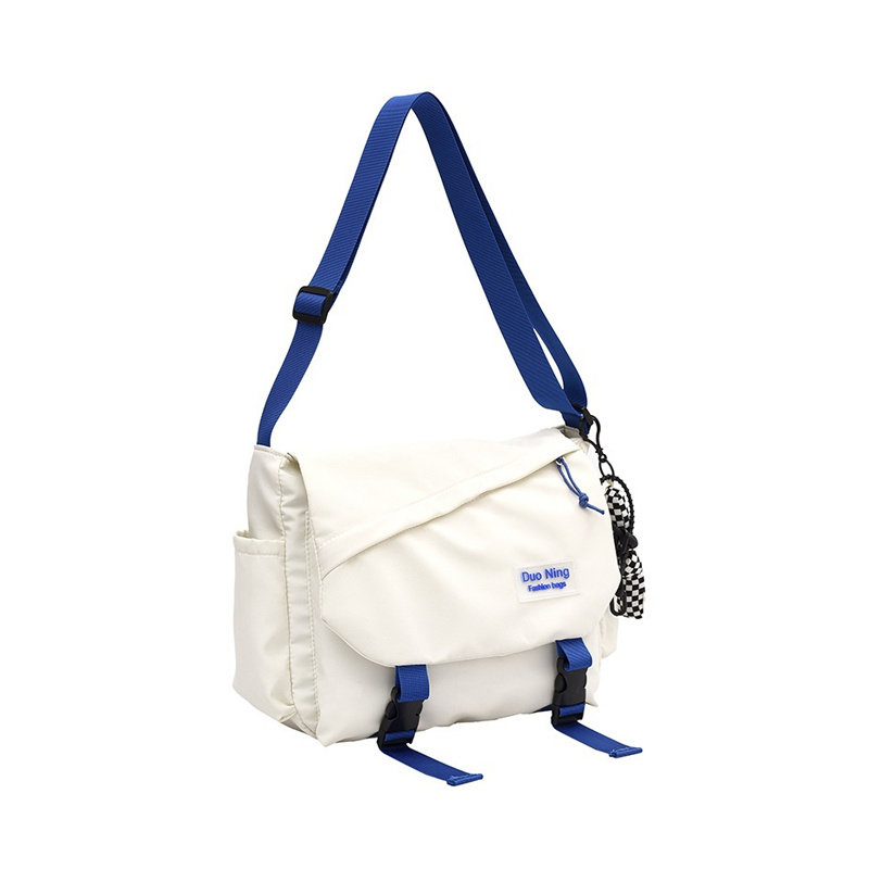 韩版单肩包 工装风撞色斜跨包 简约尼龙邮差包定制
