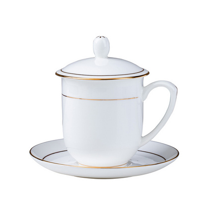 景德镇骨瓷杯碟套装【手工描金（金钟杯+杯碟）套装】定制