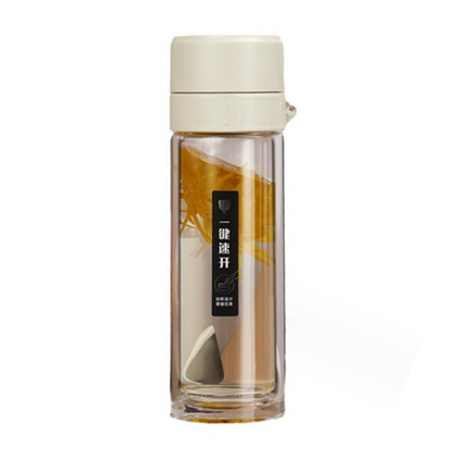 一键速开盖玻璃杯车载便携办公双层泡茶水杯玻璃水杯定制