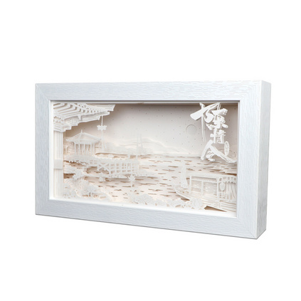中式镜面纸质小夜灯 情侣礼物纸雕叠影灯摆件 diy3D立体光影纸雕灯定制