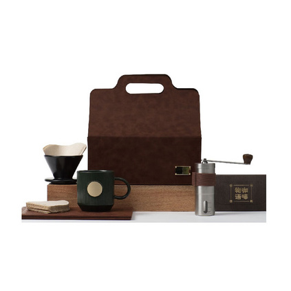 清朴堂 咖啡物语手冲款不锈钢磨豆机黑瓷机芯陶瓷咖啡杯螺纹滤手冲咖啡套装定制