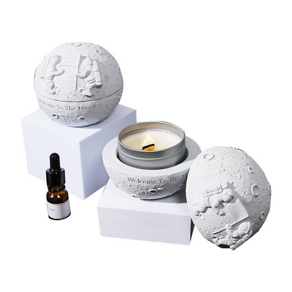 月球香薰蜡烛无火小众摆件香氛杯石膏扩香石礼物套装伴手礼礼盒定制