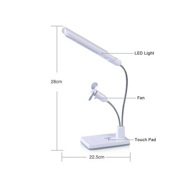 Desk LED Lamp Touch USB Lamp with Small Fan