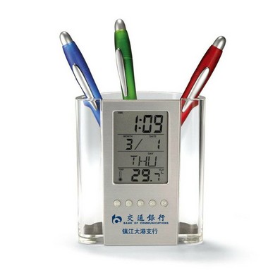 Customized Transparent Electronic Perpetual Calendar Pen Holder