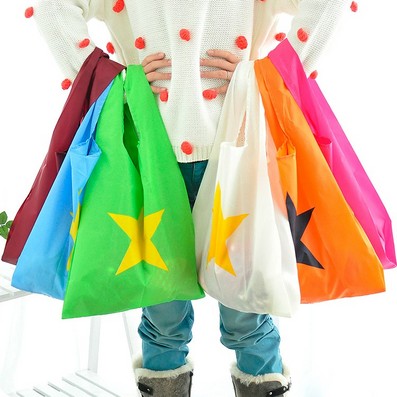 Multiple Color Foldable Dacron Star Shopping Bag