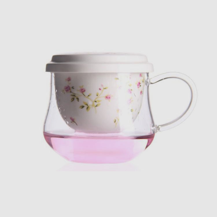 Hot Sale Glass Tea Cup with Ceramic Filter