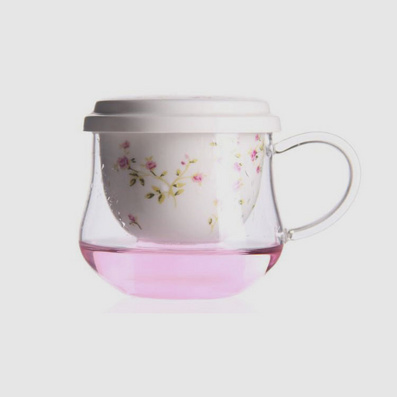 Hot Sale Glass Tea Cup with Ceramic Filter