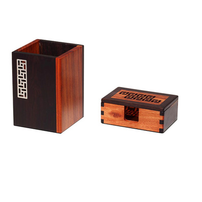 Office Gift Solid Wood Pen Container and Business Card Holder
