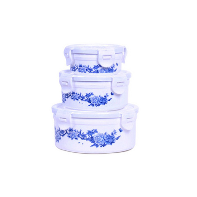 Blue and White Round Three Suit Preserving Box