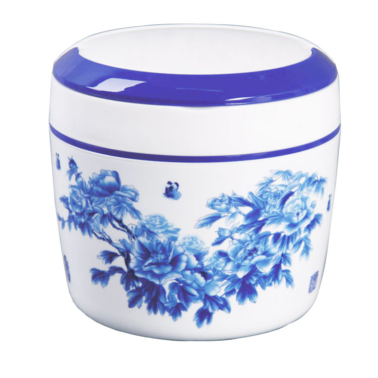 Blue and White Round High Layer Lunch Box