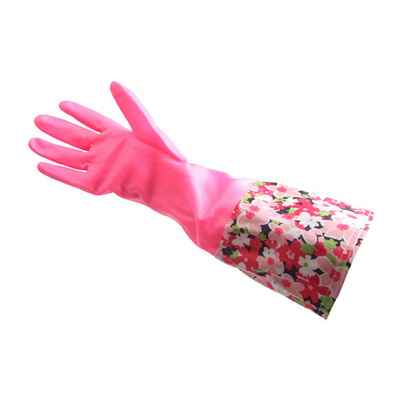 Long Household Bloom Washing Gloves with Lint Inside