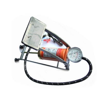 Foldable Tire Inflator Footpump with Tire Pressure Gauge