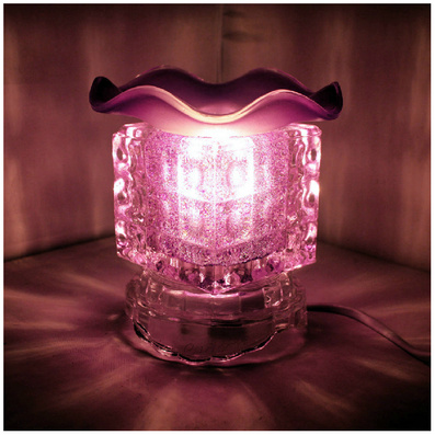 Four Squares Crystal Glass Fragrance Lamp