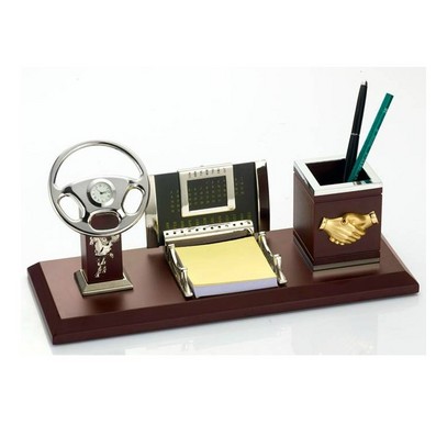 Customed Office Accessory Alloy Pen Holder with Calendar