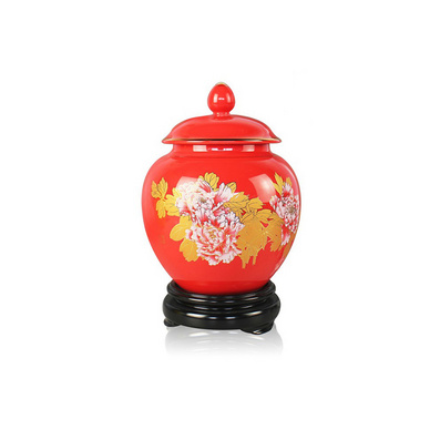 1680ml Red Glaze Tea Storage Jar Custom