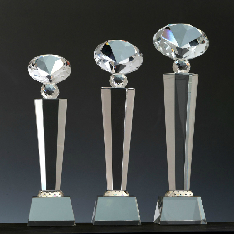 Diamond Shape Crystal Trophy Custom