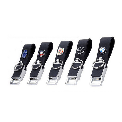 Leather Key Chain with Cars Logo