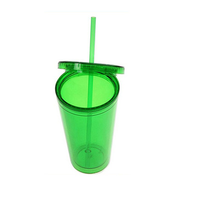 400ml Double Wall Custom Plastic Cup with Straw