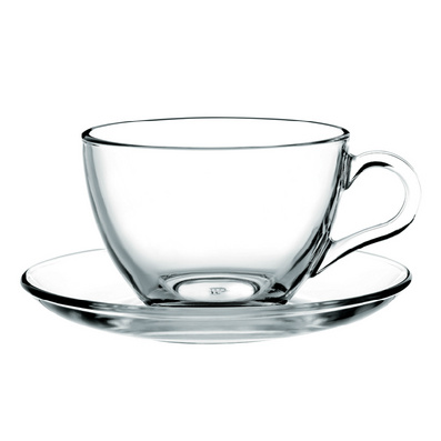 Quality Glass Coffee Cup with Saucer