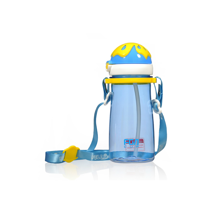 320ML Cartoon Straw Students Water Bottle with Adjustable Strap