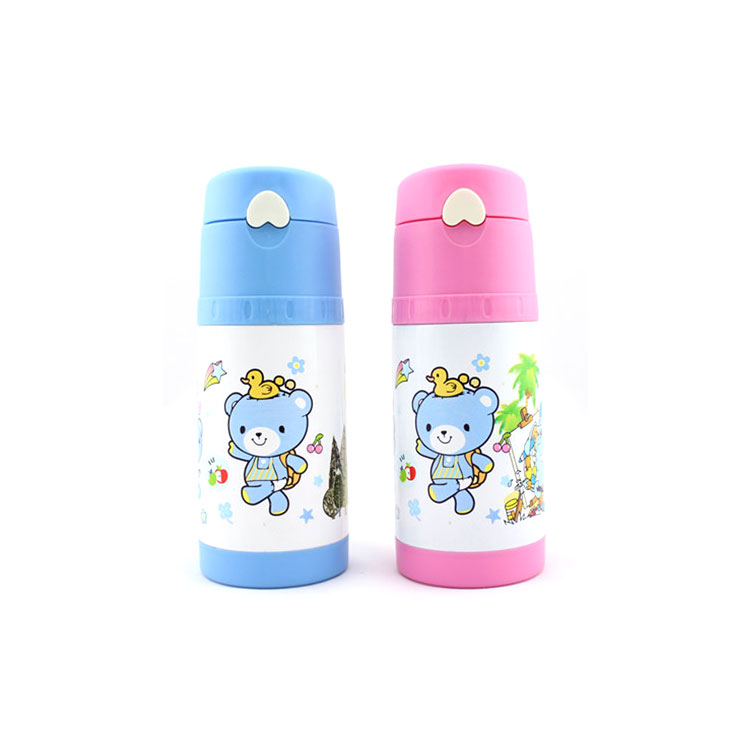 Portable 350ml BPA Free Stainless Steel Water Bottle with Straw for Kids