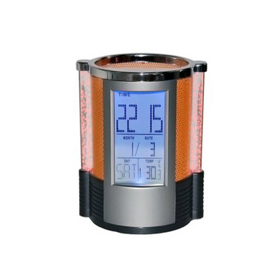 Led Light Pen Stand Digital Temperature Clock