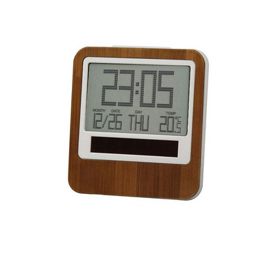 Eco Friendly Bamboo Folding Stand LCD Digital Calendar Thermometer Clock