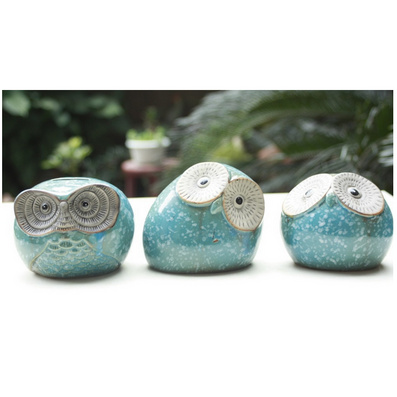 Cute Ceramic Owl Piggy Bank and Household Decoration