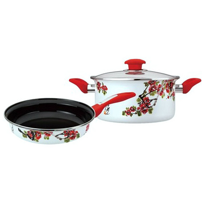 Enamel Cookware Smokeless Soup Pot and Frying Pan Set