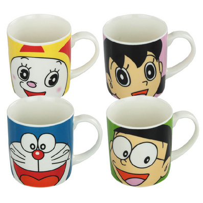 280ml Doraemon Cartoon Ceramic Mug Logo Custom