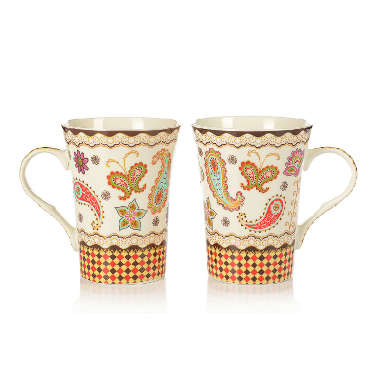 300ml Delicate Flower Decal Ceramic Coffee Mug