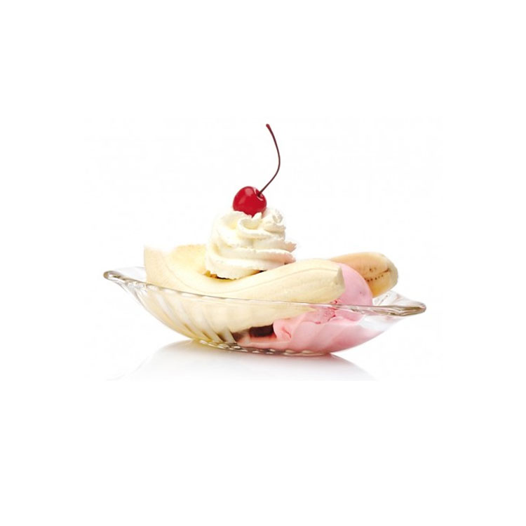 Glass Banana Boat Shape Ice Cream and Fruit Plate