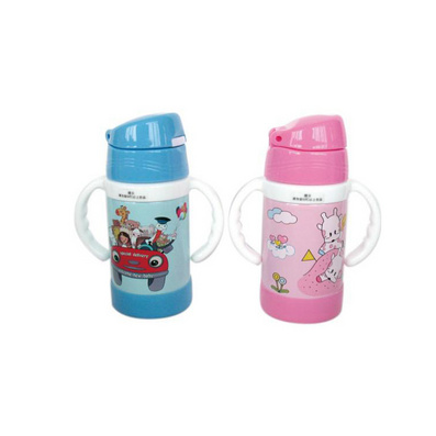 350ml Vacuum Scald Proof Straw Water Bottle for Kids with Handle