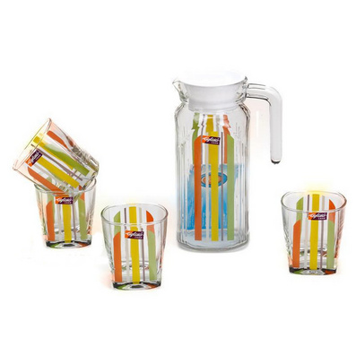 Color Stripe Decal Glass Cup Set