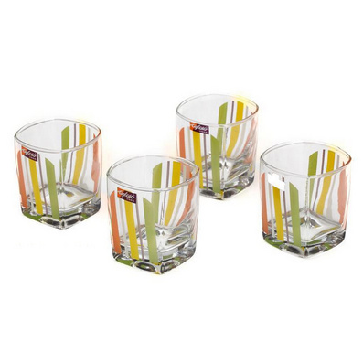 Color Stripe Decal Glass Cup Set