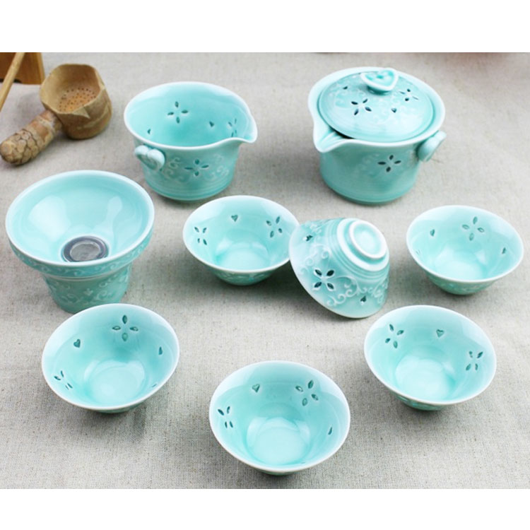 Hign-end Celadon Hollowed-out Chinese Teaware Set